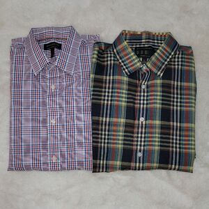 Banana Republic Tailored Slim Fit & Non-iron Men's Plaid Button Down Shirt Lot L